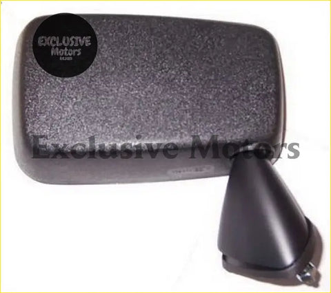 Black textured ford escort door mirror left or right with matte finish and sleek angular design shown from the back side