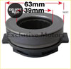 Gray metallic clutch release bearing with black plastic mounting flanges for ford escort rs2000 t9 and rocket