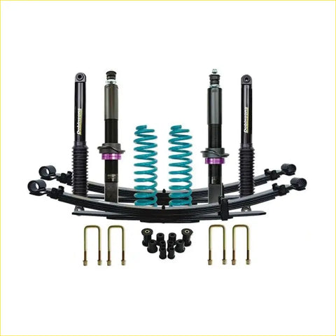Black and teal coilover suspension kit with purple accents for ford ranger px1 and px2 from 2011 to 2018 by dobinsons ims