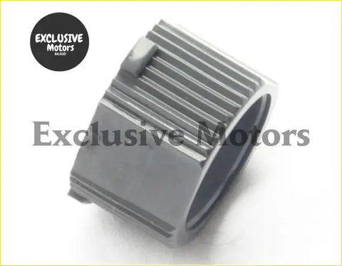 Gray metallic gear with ribbed exterior and smooth inner bore for ford steering rack plastic bush in grey