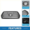 Front bonnet bumper grille for toyota tacoma 2019-2020 with black honeycomb pattern chrome trim abs plastic