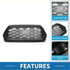 Black abs plastic hexagonal mesh front bonnet bumper grille with central emblem for toyota tacoma 2021-2023