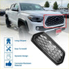 Black honeycomb front bonnet bumper grille with circular emblem for toyota tacoma 2021-2023 in deep gray