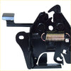Black metal front bonnet latch with coiled spring and lever for Mazda Bravo B2000 B2200 B2600 1985-1998 back side view