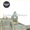 Front brake caliper kit for nissan navara d21 td25 showing silver metallic caliper with threaded bolt and stamped r marking
