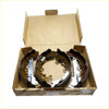 Front brake shoe kit 2wd for toyota hilux 2008-2016 with three metallic dark worn shoes in an open cardboard box
