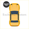 Yellow sports car with sleek modern design and dark blue roof accents shown with front bumper corner park lights for toyota hilux
