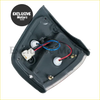 Black plastic motorcycle tail light assembly with wiring and mounts shown from the back for toyota hilux park lights