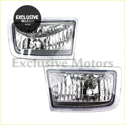 Front bumper fog light for toyota land cruiser prado with clear rectangular headlights and chrome prismatic lens housing