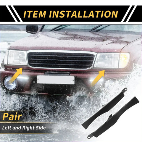 Black plastic fog light brackets for front bumper grille headlight filler for toyota tacoma 2005-2011
