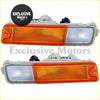 Pair of orange and clear front bumper indicator lights with chrome finish for mitsubishi triton ute