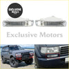 Clear rectangular led daytime running front bumper indicators with chrome trim and horizontal slats for land cruiser 80 series