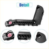 Front bumper mounting support bracket for toyota 2010-2015 made of black plastic with pink screw caps shown from back side