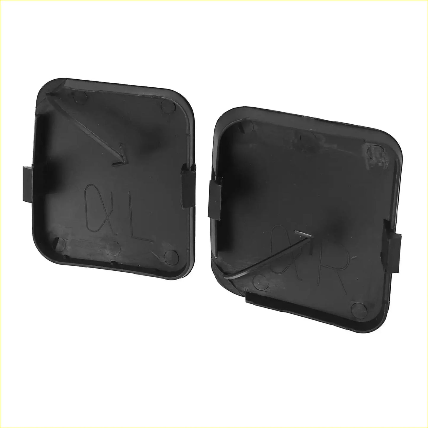 Black plastic front bumper tow hook cover cap for toyota rav4 2009-2012 shown from the back side