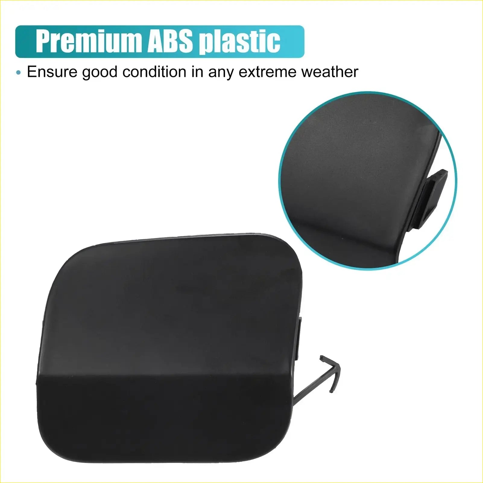 Black rectangular front bumper tow hook cover for toyota highlander 2014 2019 made of premium abs plastic with molded handle