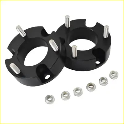 Black alloy front coil strut shock spacers with silver bolts and nuts for ford ranger 35mm lift kit 2012-on