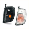 Black plastic front corner indicator light with ribbed clear amber lens for nissan navara d22 1997-2004 x2