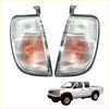 Front corner indicator light x2 for nissan navara d22 1997-2004 clear ribbed amber turn signal black plastic housing