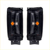 Black plastic front corner lightset housings with orange and white circular cutouts for mitsubishi triton l200 1986-1996