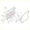 Red rubber door handle trim for honda shown on the back side in a front door belt moulding for nissan navara d21 wd21 pathfinder