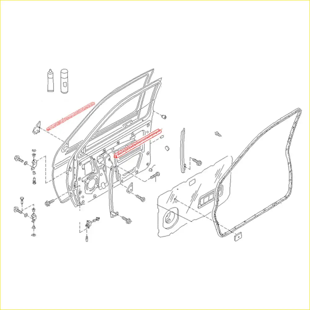 Front Door Belt Moulding for Nissan Navara D21/WD21 Pathfinder - Engine