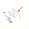 Front door glass run seal for Mitsubishi Colt Triton L200 Strada with red curved windshield wiper blade and mechanical linkage