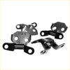 Black and silver metal front door hinge for Toyota Hilux 1979-1988 with sleek industrial design