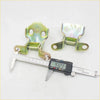 Two green metal front door hinge brackets with shiny finish for toyota hilux ln50 ln60 ln65 1983-1991