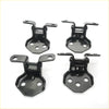 Set of four black metal front door hinge assemblies for mazda capella 626 hatchback 1985-1987 shown from back side