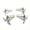 Four silver metal front door hinge brackets with matte finish and multiple holes for mitsubishi pajero montero sport