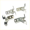 Four silver metal hinge brackets with circular holes and pivot for front door hinge set mitsubishi pajero montero sport