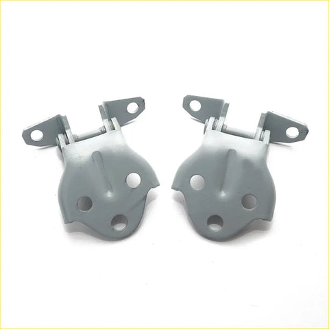 Gray metal front door hinge upper lower 2pcs with matte finish and circular holes for mitsubishi colt 1988-1992