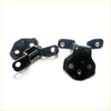 Front door hinge upper and lower for Mazda Familia 323 sedan 1986-1989 with glossy black metal finish and multiple holes