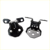 Black metal front door hinge upper lower with matte finish and multiple mounting holes for mazda familia 323 1986-1989