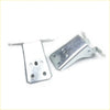 Silver metal l-bracket wall mounts with hooks and pre-drilled holes for front door hinge on ford thunderbird coupe