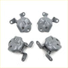 Gray metal front door hinge assemblies with matte finish and multiple mounting holes for mitsubishi triton l200