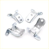 Set of four silver metal front door hinges with polished finish and pre-drilled holes for nissan datsun navara d22 terrano