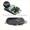 Black rubber-coated metal front door inside handle assembly with yellow accents for left and right side toyota hiace 1990-2004