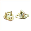 Gold-colored metal front door latch striker plates with u-shaped handles and three mounting holes for toyota hilux 1983-1997