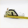 Metallic front door lock latch for toyota hilux 2011-2015 with black rubber seal and silver screws on white background