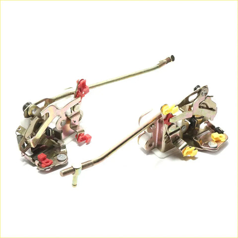 Front door lock latch set for mitsubishi triton l200 strada 1986-1996 with metallic parts and red yellow plastic components