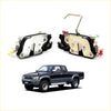 Front door lock latch set for black and silver toyota hilux 1997-2005 showing metal lever springs and screws