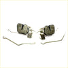 Front door lock latch x2 for mitsubishi triton l200 1996-2006 showing two metallic lock mechanisms with levers