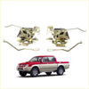 Pair of metallic front door lock latch actuators with attached levers for mitsubishi triton l200 strada 1996-2006