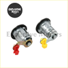 Front door lock cylinders in silver metal with red and yellow plastic key tabs for mitsubishi l200 2001-2005