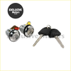 Chromed ignition cylinder with matching black key fob and silver keys for front door locks mitsubishi l200 2001 2005