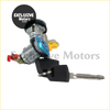 Silver car ignition cylinder with blue and yellow key switch and black plastic key for mitsubishi l200 front door locks