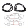 Black rubber weatherstripping seals for front car doors with installation diagrams for mazda capella 626 telstar 1982-1987