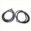 Black rubber front door weatherstrip for Nissan Datsun Sunny B310 with red and green plastic tabs visible