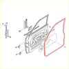 Disassembled front door weatherstrip panel for nissan patrol safari st y60 1987-1997 with red outline on trim parts